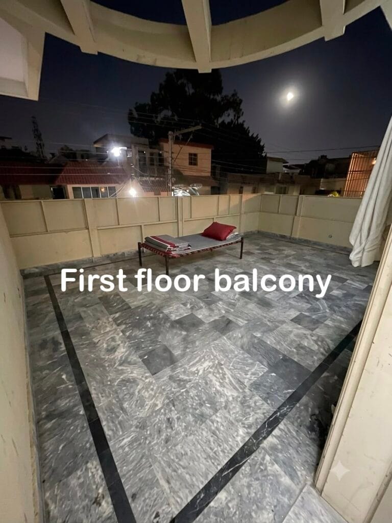 First floor balcony in 10 Marla triple storey house for sale in Gulberg 3, Lahore