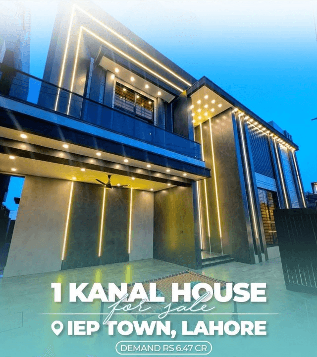 1 Kanal luxury house for sale in IEP Town (Sector A), Lahore - modern exterior with premium lighting